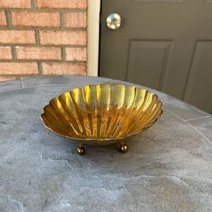 Vintage Footed Brass 7” Shell Dish Bowl